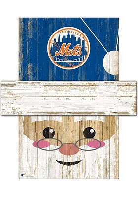 New York Mets Santa Head 6x5 Sign - Blue