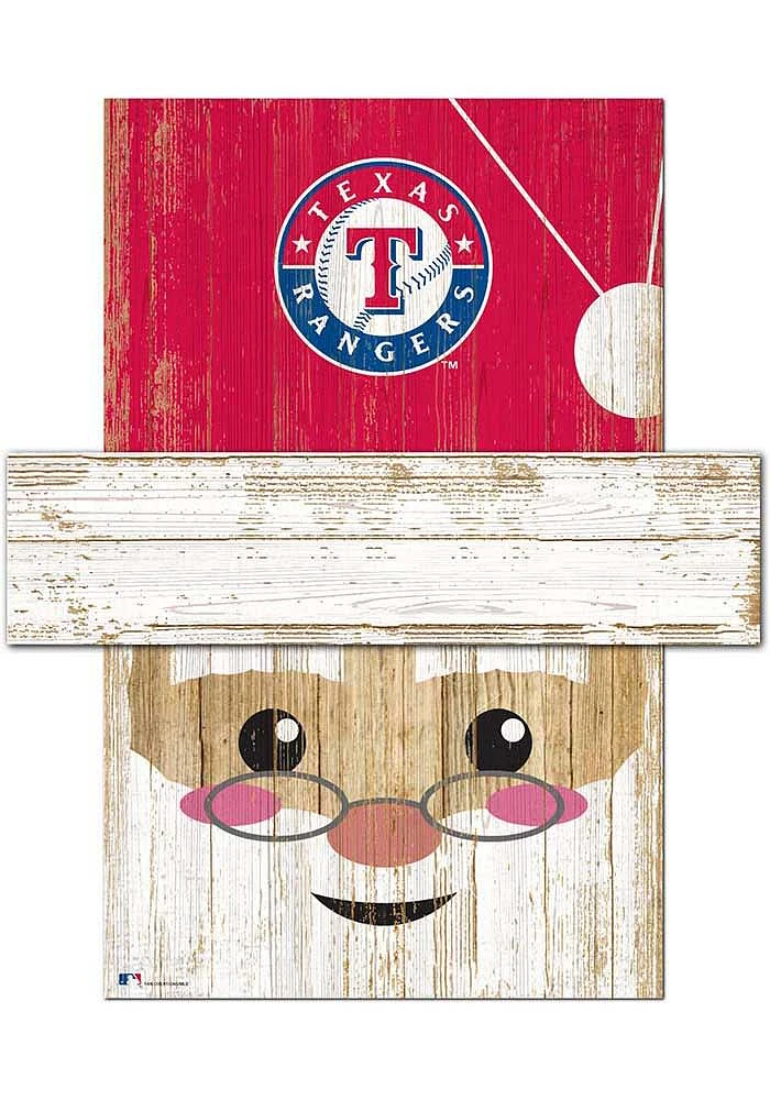 Texas Rangers Santa Head 6x5 Sign - Blue