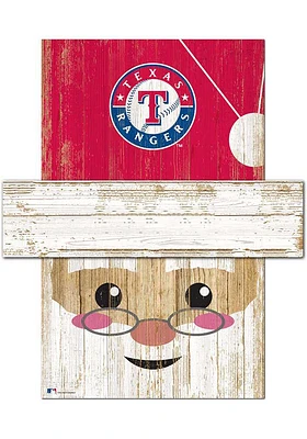 Texas Rangers Santa Head 6x5 Sign - Blue