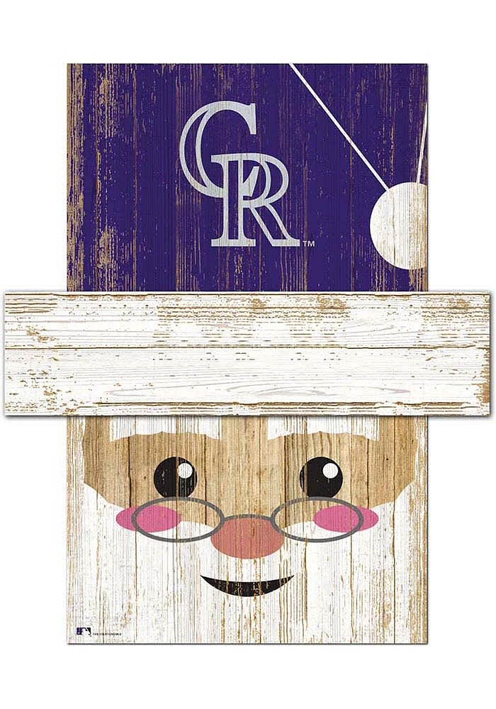 Colorado Rockies Santa Head 6x5 Sign - Purple