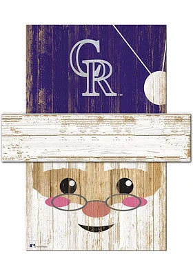 Colorado Rockies Santa Head 6x5 Sign - Purple