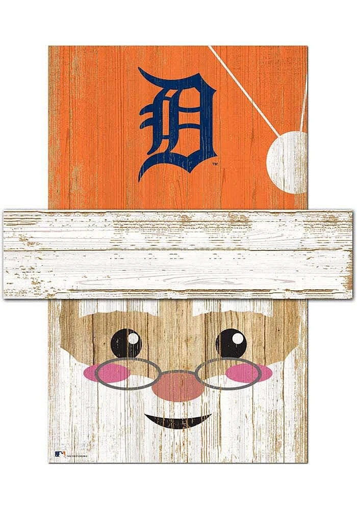 Detroit Tigers Santa Head 6x5 Sign - Navy Blue
