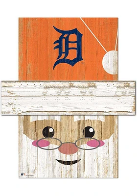 Detroit Tigers Santa Head 6x5 Sign - Navy Blue