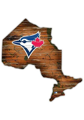 Toronto Blue Jays Distressed State 24 Inch Sign - Brown