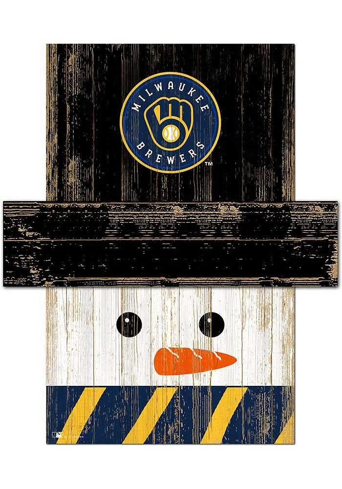 Milwaukee Brewers Snowman Head Sign - Navy Blue