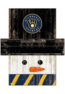 Milwaukee Brewers Snowman Head Sign - Navy Blue