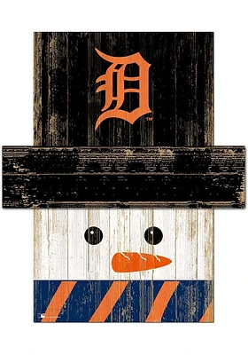 Detroit Tigers Snowman Head Sign - Navy Blue