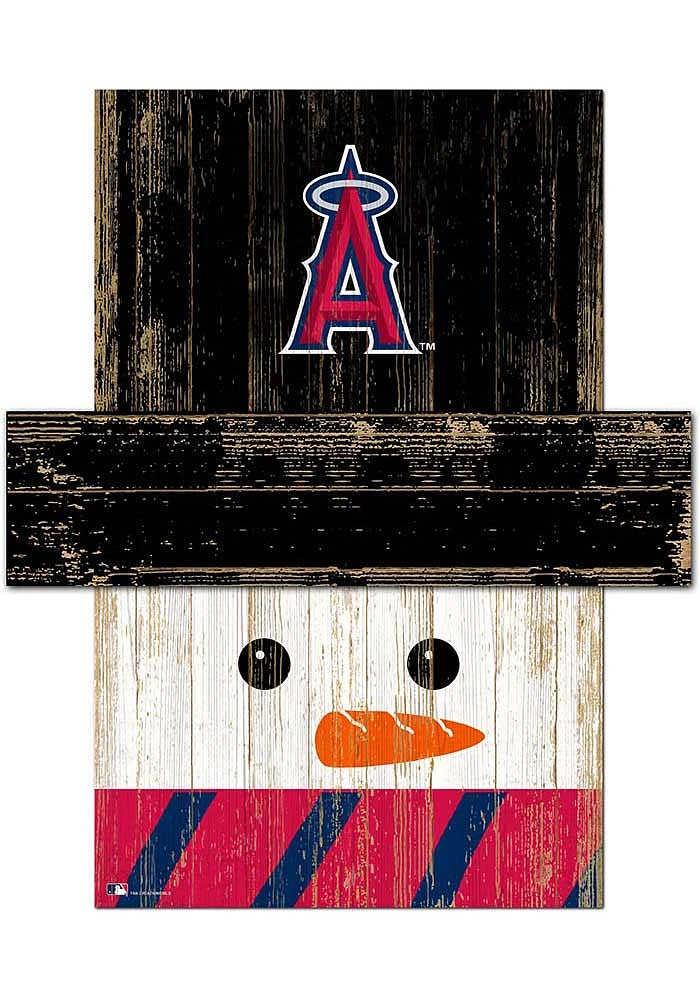 Los Angeles Angels Snowman Head 6x5 Sign - Red