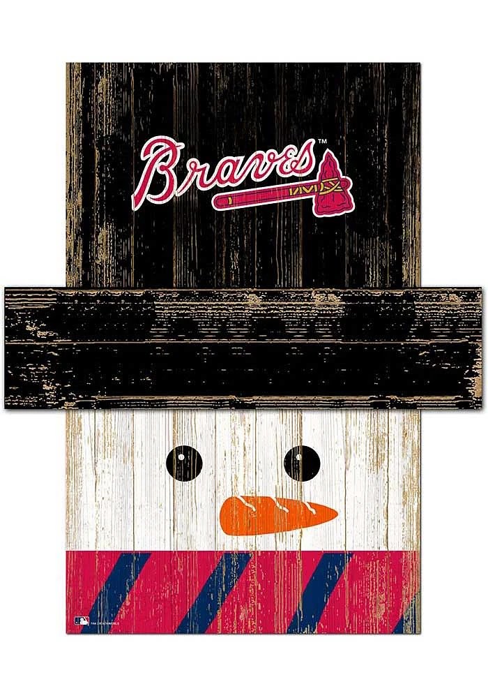 Atlanta Braves Snowman Head 6x5 Sign - Blue