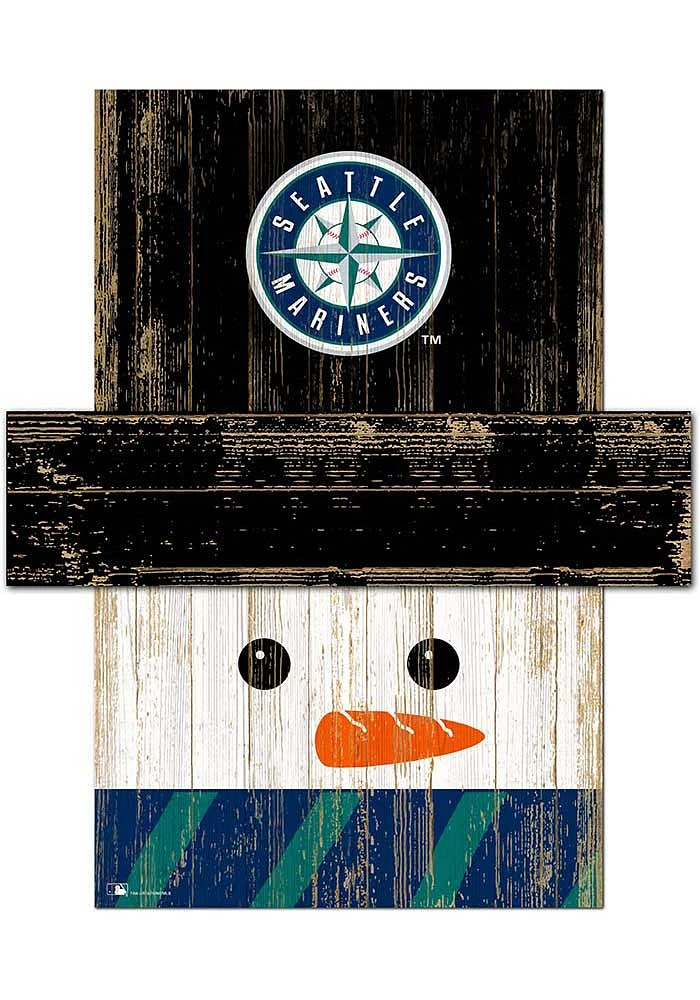 Seattle Mariners Snowman Head 6x5 Sign - Navy Blue