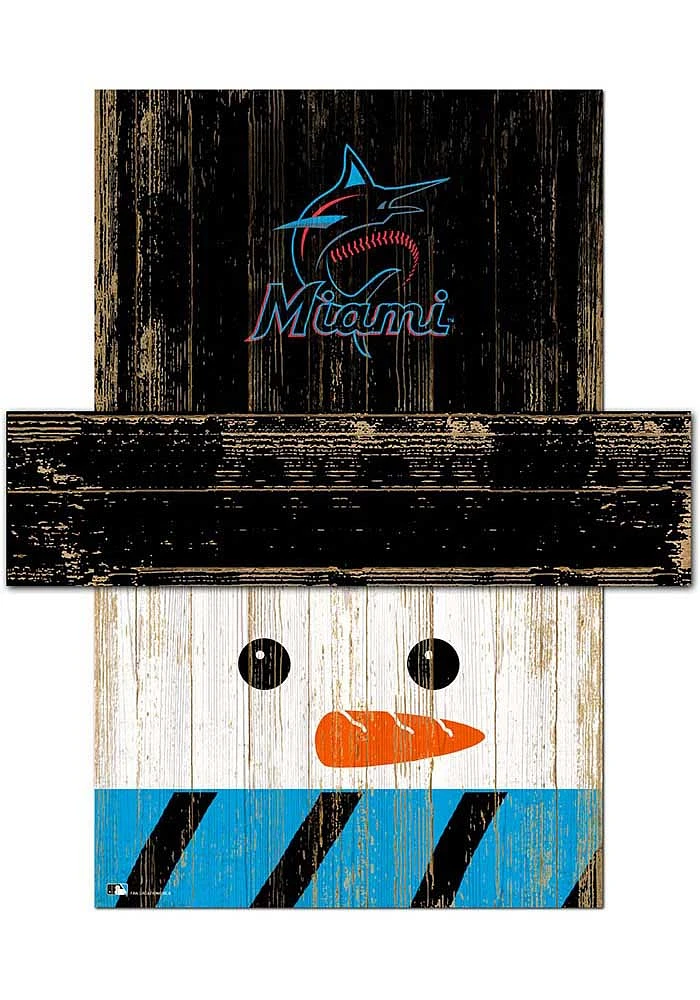 Miami Marlins Snowman Head 6x5 Sign - Blue