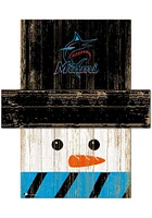 Miami Marlins Snowman Head 6x5 Sign - Blue