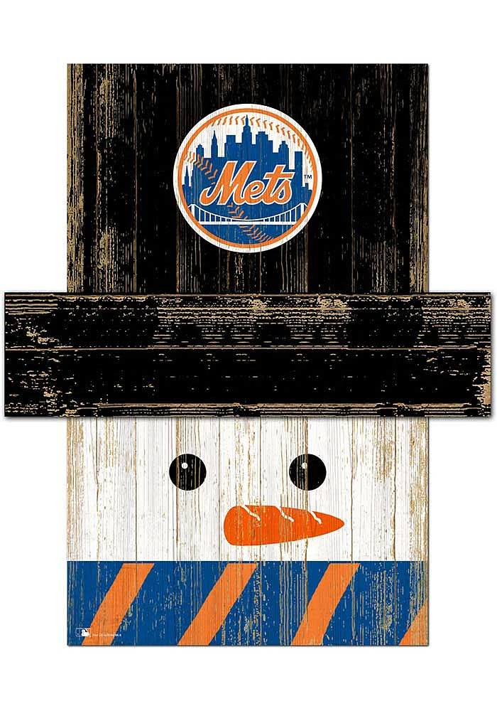 New York Mets Snowman Head 6x5 Sign - Blue