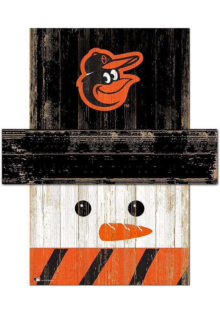 Baltimore Orioles Snowman Head 6x5 Sign - Orange