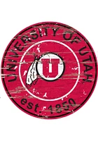 Utah Utes Established Date Circle 24 Inch Sign - Red