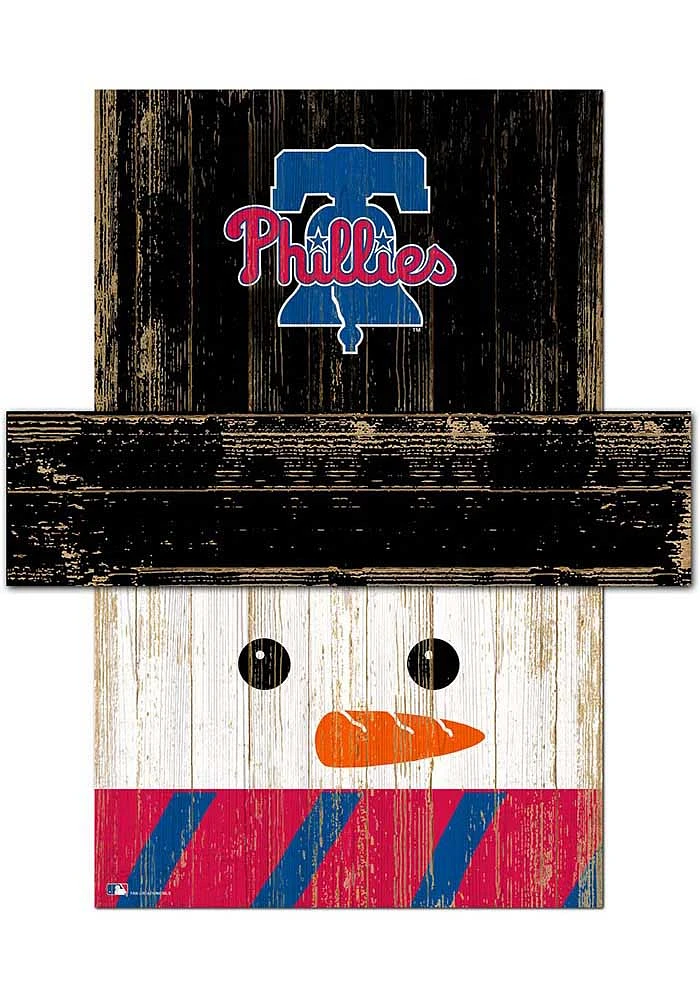 Philadelphia Phillies Snowman Head 6x5 Sign - Red
