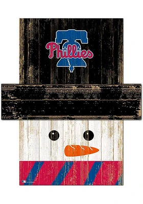 Philadelphia Phillies Snowman Head 6x5 Sign - Red