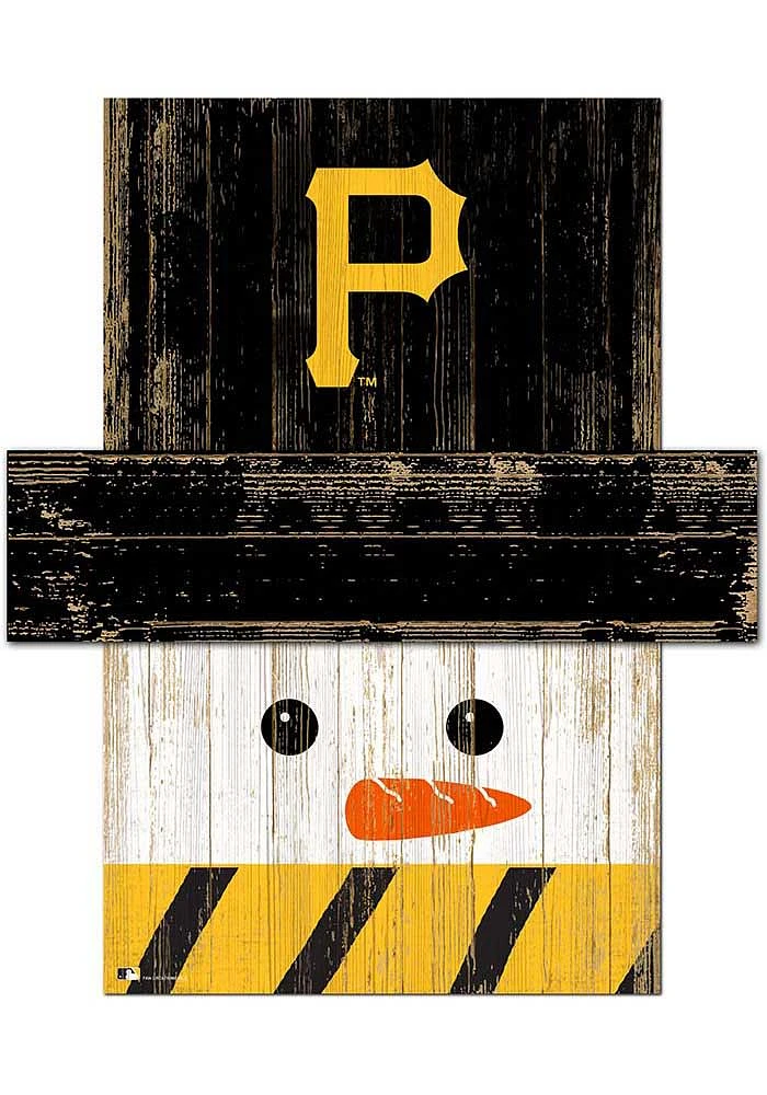 Pittsburgh Pirates Snowman Head 6x5 Sign - Black