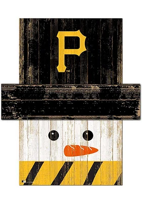 Pittsburgh Pirates Snowman Head 6x5 Sign - Black