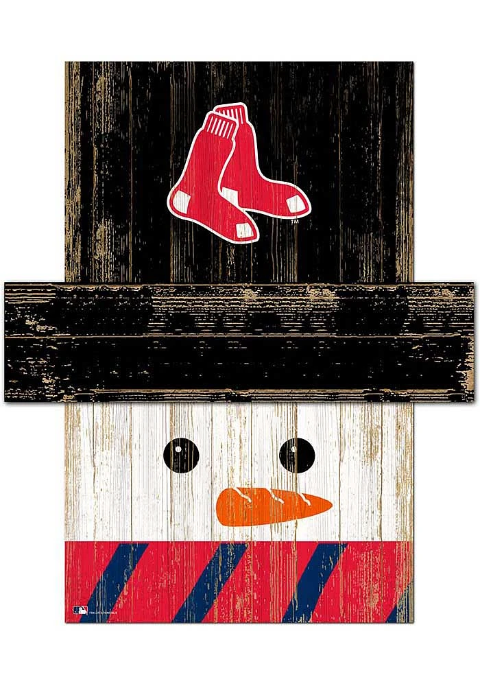 Boston Red Sox Snowman Head 6x5 Sign - Red