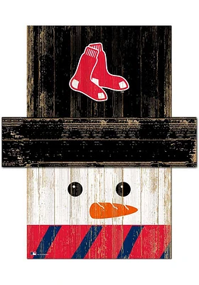 Boston Red Sox Snowman Head 6x5 Sign - Red