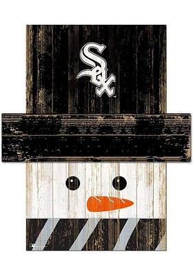 Chicago White Sox Snowman Head 6x5 Sign - Black