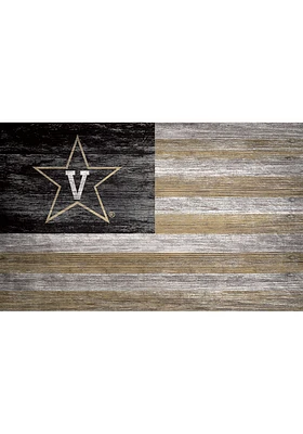 Vanderbilt Commodores Distressed Flag 11x19 Sign - Black