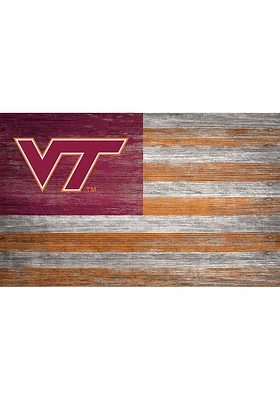 Virginia Tech Hokies Distressed Flag 11x19 Sign - Red