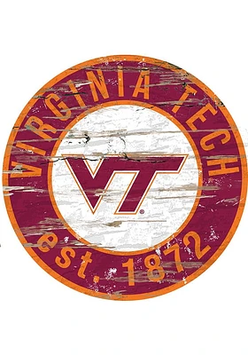 Virginia Tech Hokies Established Date Circle 24 Inch Sign - Red