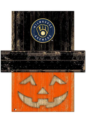 Milwaukee Brewers Pumpkin Head Sign - Navy Blue