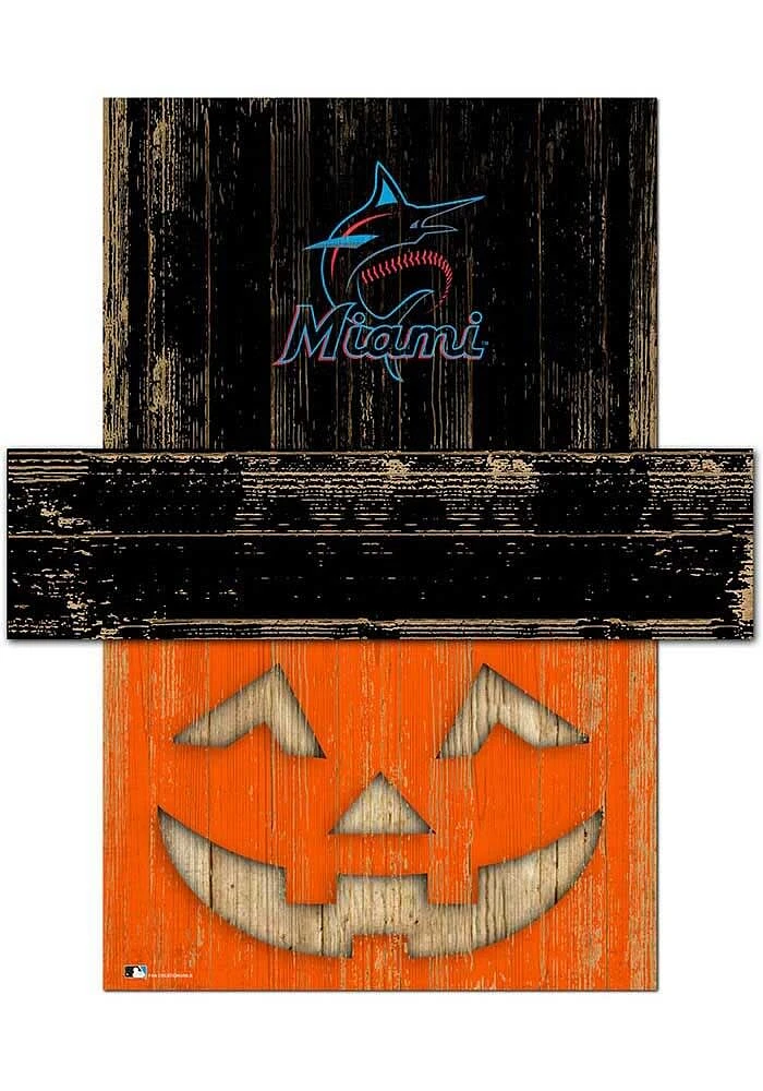 Miami Marlins Pumpkin Head Sign - Blue