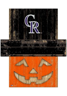 Colorado Rockies Pumpkin Head Sign - Purple