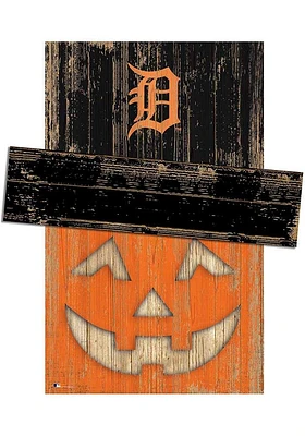 Detroit Tigers Pumpkin Head Sign - Navy Blue
