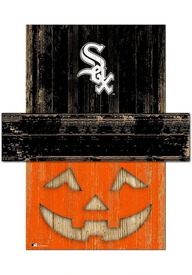 Chicago White Sox Pumpkin Head Sign - Black