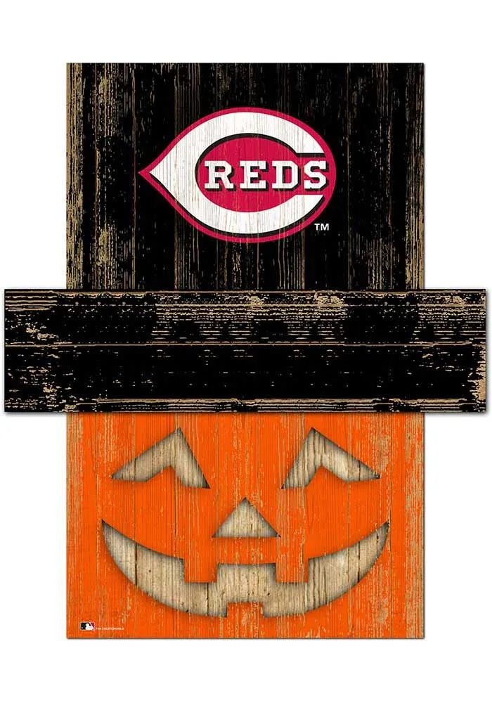 Cincinnati Reds Pumpkin Head 6x5 Sign