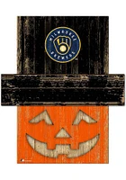 Milwaukee Brewers Pumpkin Head 6x5 Sign - Navy Blue