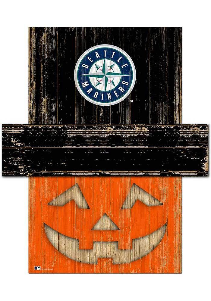 Seattle Mariners Pumpkin Head 6x5 Sign - Navy Blue