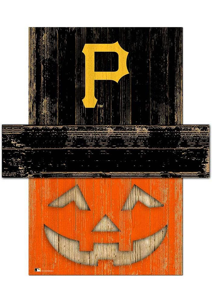 Pittsburgh Pirates Pumpkin Head 6x5 Sign - Black