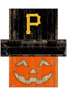 Pittsburgh Pirates Pumpkin Head 6x5 Sign - Black
