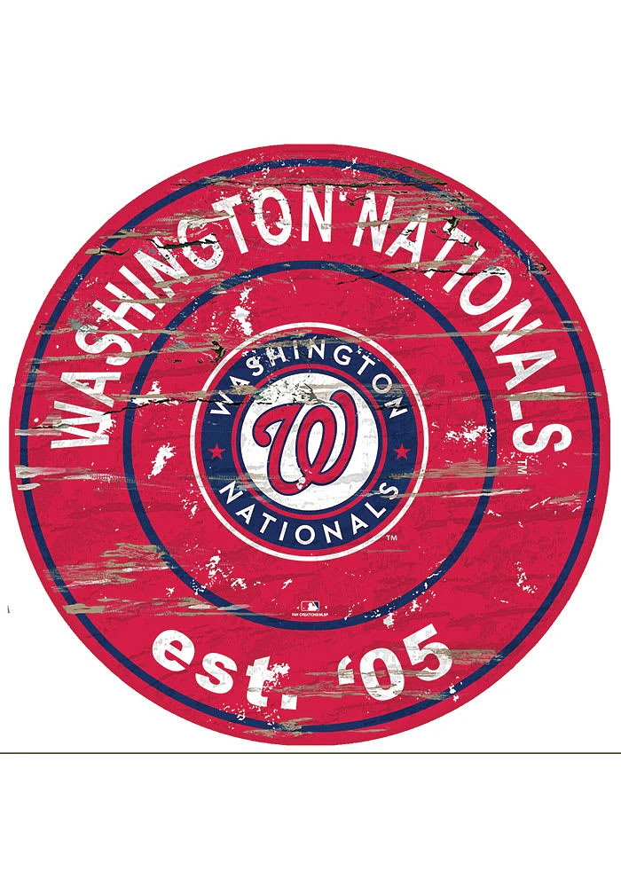 Washington Nationals Established Date Circle 24 Inch Sign - Red
