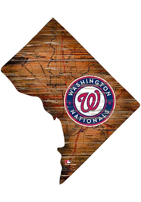 Washington Nationals Distressed State 24 Inch Sign - Brown