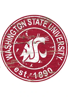 Washington State Cougars Established Date Circle 24 Inch Sign - Red