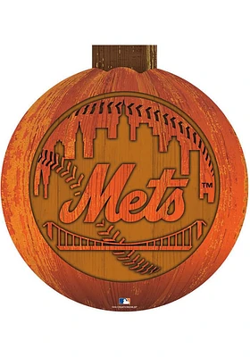 New York Mets Halloween Pumpkin Sign - Blue