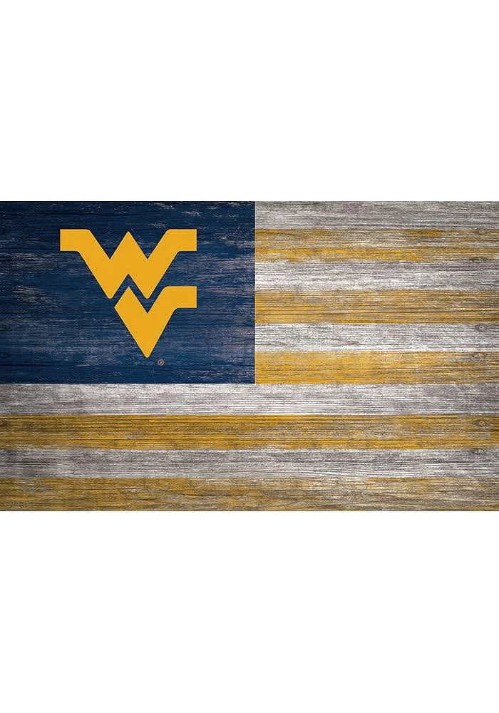 West Virginia Mountaineers Distressed Flag 11x19 Sign - Blue