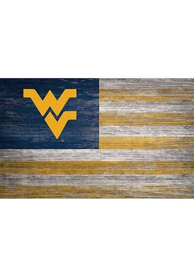 West Virginia Mountaineers Distressed Flag 11x19 Sign - Blue