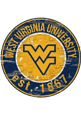 West Virginia Mountaineers Established Date Circle 24 Inch Sign - Blue