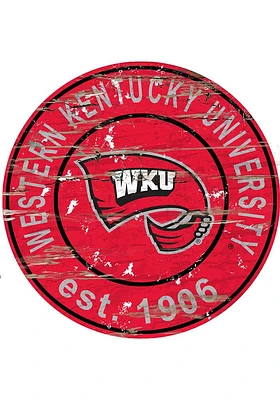Western Kentucky Hilltoppers Established Date Circle 24 Inch Sign - Red