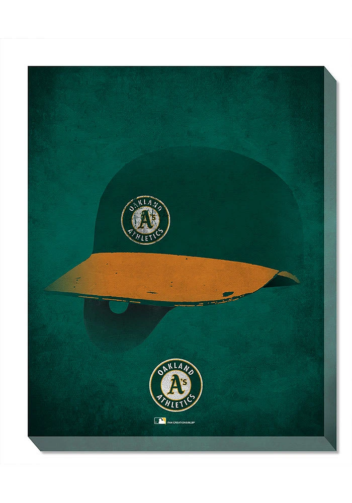 Oakland Athletics Ghost Helmet Canvas Wall Art - Green
