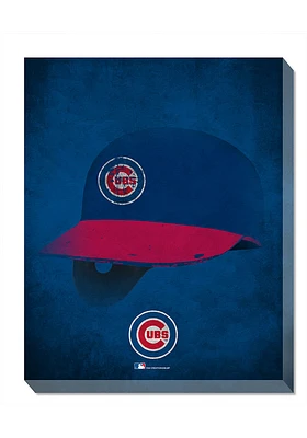 Chicago Cubs Ghost Helmet Canvas Wall Art - Blue