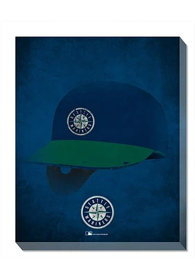 Seattle Mariners Ghost Helmet Canvas Wall Art - Navy Blue